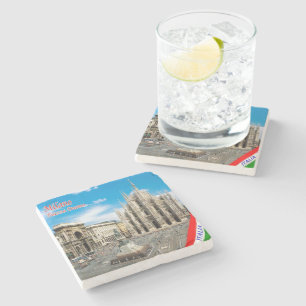 LMD011 MILAN, Piazza del Duomo Cathedral, Stone Coaster