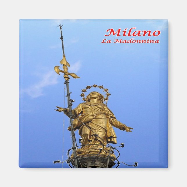 LMD014 MILAN, Madonnina Statue, Italy, Fridge Magnet (Front)