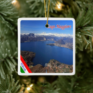 LMD077 LAKE MAGGIORE Aerial View,  Italy, Ceramic Ornament