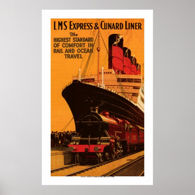 LMS Express & Cunard Liner Poster (Front)