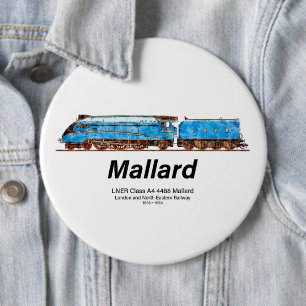 LNER Class A4 4468 Mallard - Fastest Steam Loco 6 Inch Round Button