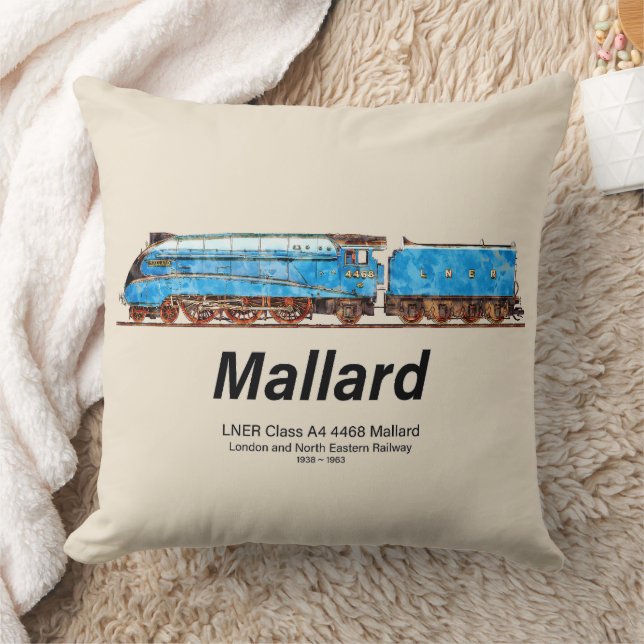 LNER Class A4 4468 Mallard - Fastest Steam Loco Throw Pillow (Blanket)