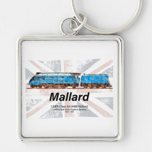 LNER Class A4 Mallard locomotive profile with flag Keychain