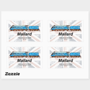 LNER Class A4 Mallard locomotive profile with flag Sticker