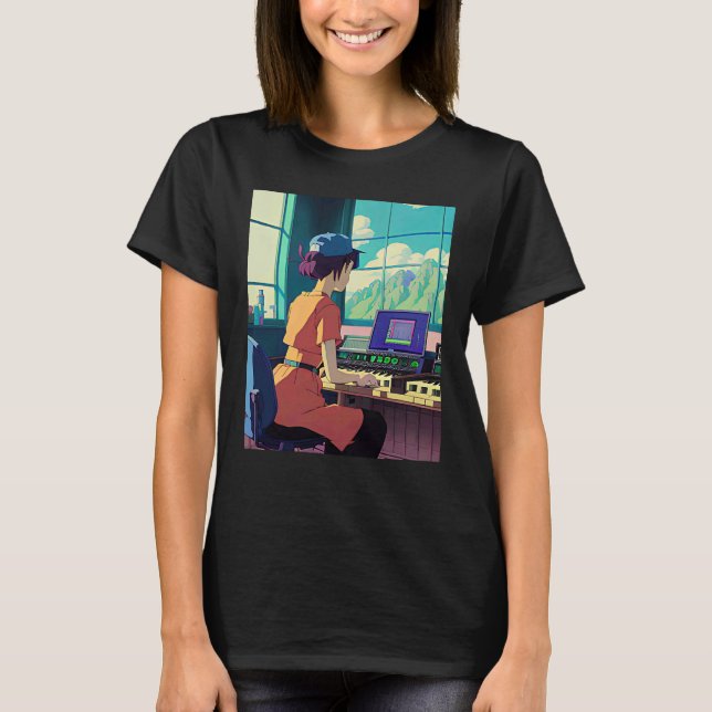 Lo fi hip hop chillhop chill beats lofi aesthetics T-Shirt (Front)