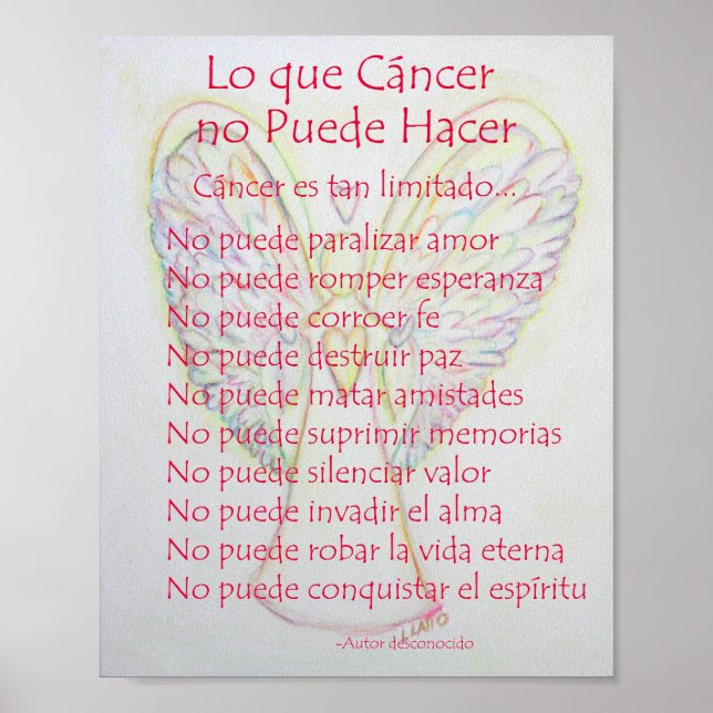 Lo que Cancer no Puede Hacer Poem Poster Print (Front)