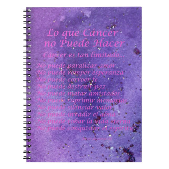 Lo que Cáncer No Puede Hacer Purple Carnet (Devant)