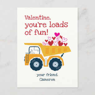 Load of Fun Dump Truck Valentine's Day Postcard