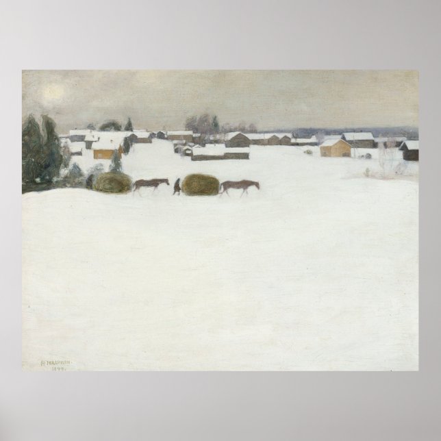 Load of Hay | Pekka Halonen Winter Landscape Poster (Front)
