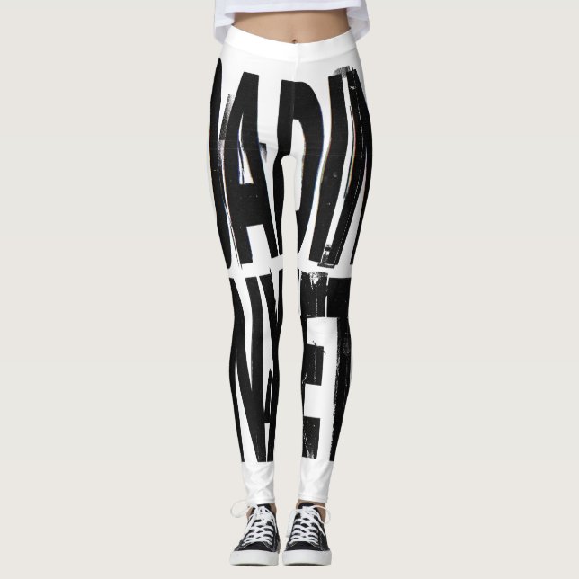 LOADING ANXIETY | Glitch Brutalist Typography Desi Leggings (Front)