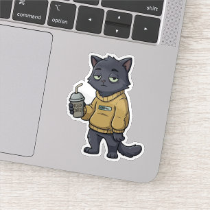 Loading Black Cat Iced Coffee Introvert Sticker