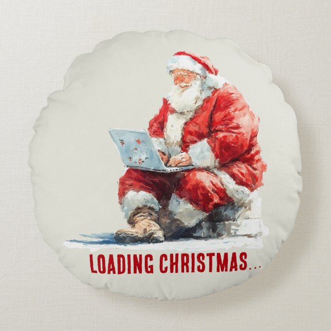 Loading Christmas Funny Santa Design Round Pillow (Front)
