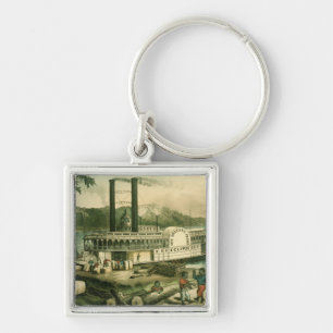 Loading Cotton on the Mississippi, 1870 Keychain