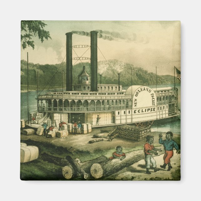 Loading Cotton on the Mississippi, 1870 Magnet (Front)