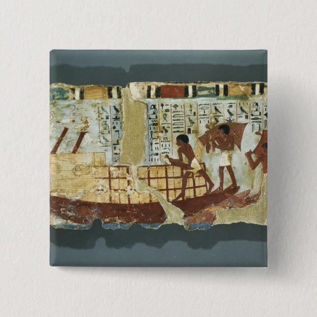Loading grain, from the Tomb of Unsou, East 2 Inch Square Button (Front)