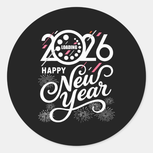 Loading Happy New Year 2026 Firework Men Women Kid Classic Round Sticker (Front)