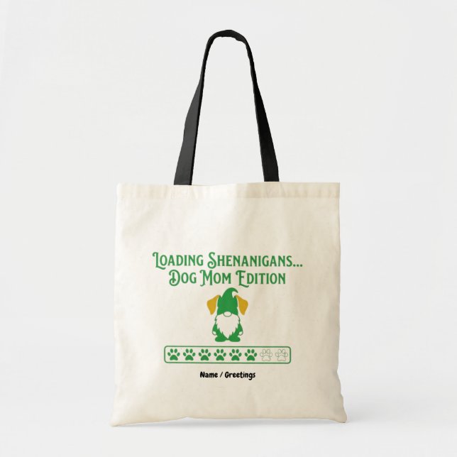 Loading Shenanigans Dog Mom Gnome St Patrick's Day Tote Bag (Front)