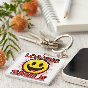 Loading Smile – Retro Pixel Art 8-Bit Smiley Face Keychain