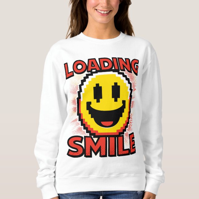 Loading Smile – Retro Pixel Art 8-Bit Smiley Face Sweatshirt (Front)