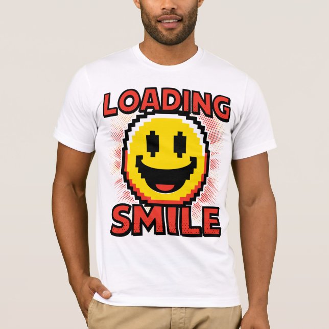 Loading Smile – Retro Pixel Art 8-Bit Smiley Face T-Shirt (Front)