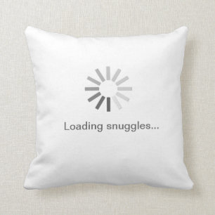 "Loading snuggles" symbol pillow