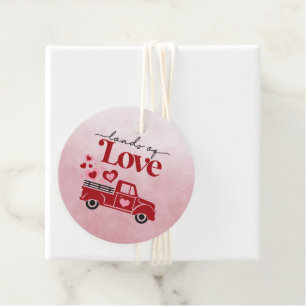 Loads of Love Red Truck Hearts Valentine Favour Tags