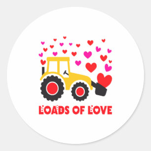 Loads Of Love Toddler Tractor Valentines Day For K Classic Round Sticker