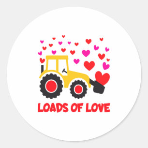 Loads Of Love Toddler Tractor Valentines Day For K Classic Round Sticker