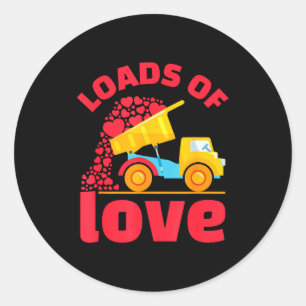 Loads Of Love Truck Hearts Valentines Day Kids Tod Classic Round Sticker