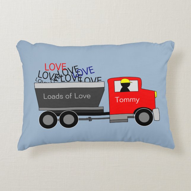 "Loads of Love" Truck Personalized Accent Pillow (Front)