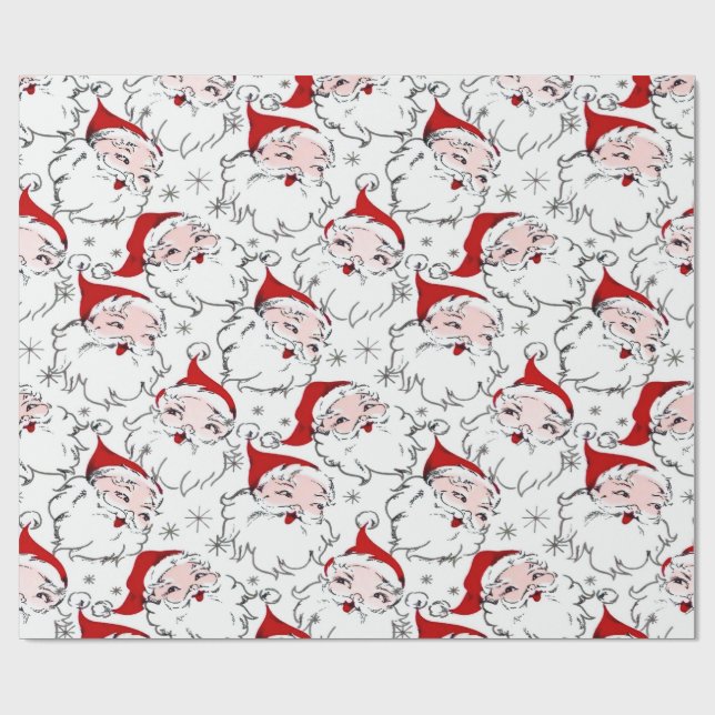 Loads Of Retro Santas Wrapping Paper (Flat)