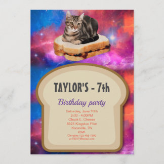 Loaf  Bread Cat in Space Invitation