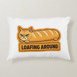 Loafing Around Funny Cat Bread Accent Pillow