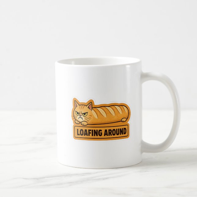 Loafing Around Funny Cat Bread  Coffee Mug (Right)
