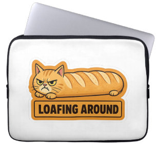 Loafing Around Funny Cat Bread Laptop Sleeve