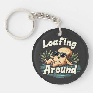 Loafing Around Relaxing Bread Food Lover Keychain
