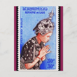 Loatian Postage Stamp Post Card