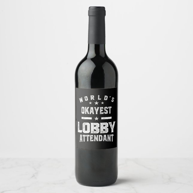 Lobby Attendant Job Title Gift Wine Label (Front)