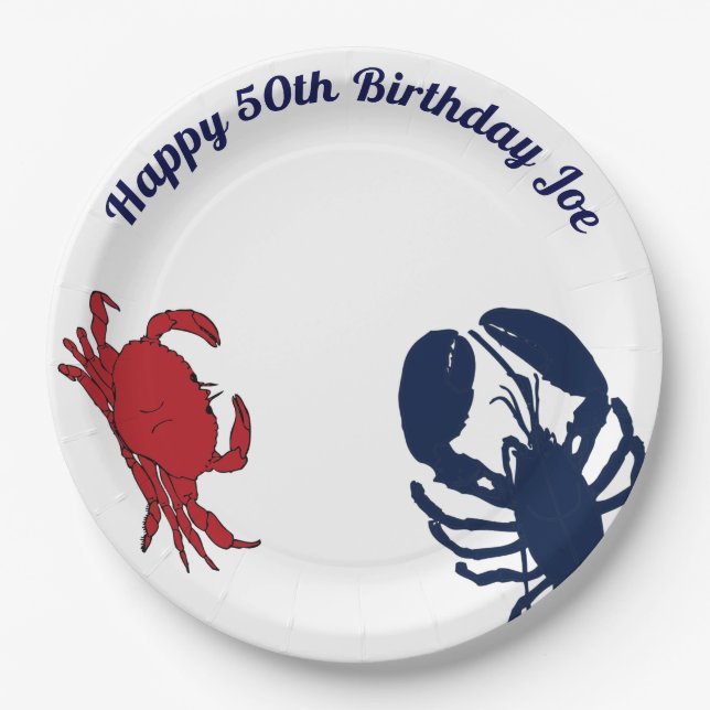 Lobster and Crab All Occasion Custom Paper Plates (Front)
