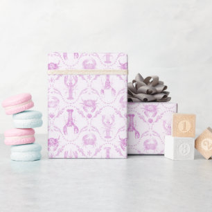 Lobster and Crabs Light Pink Preppy  Wrapping Paper