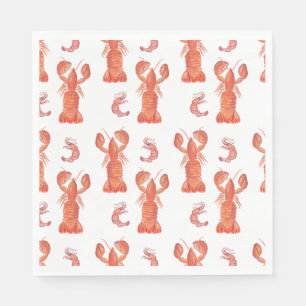 Lobster and Crawfish Pattern Wedding Napkin