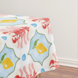 Lobster and Lemon Pattern – Mediterranean Watercol Tablecloth
