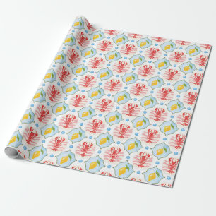 Lobster and Lemon Pattern – Mediterranean Watercol Wrapping Paper