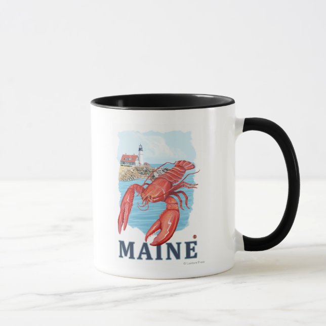 Lobster and Portland Lighthouse Scene Mug (Right)