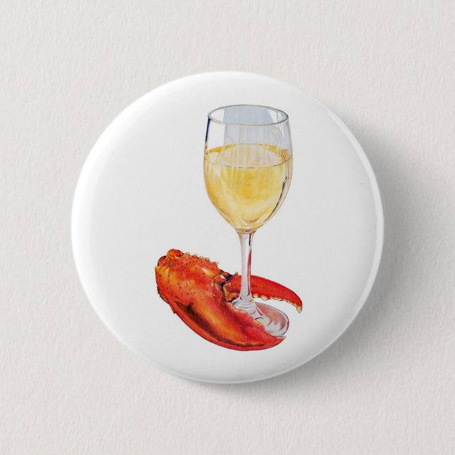 Lobster and Wine 2 Inch Round Button (Front)