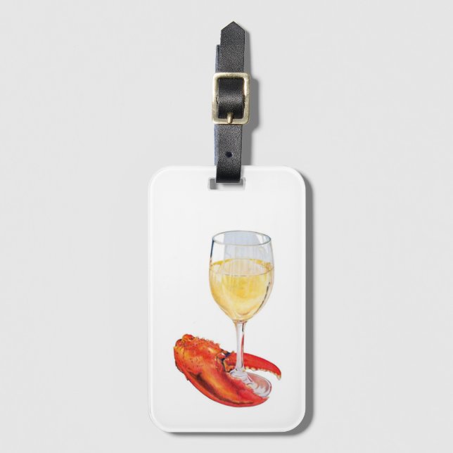 Lobster and Wine Luggage Tag (Front Vertical)