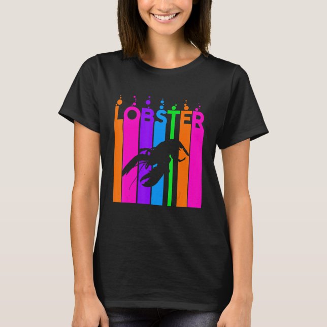 Lobster Animal Rainbow Bubble With Silhouette T-Shirt (Front)