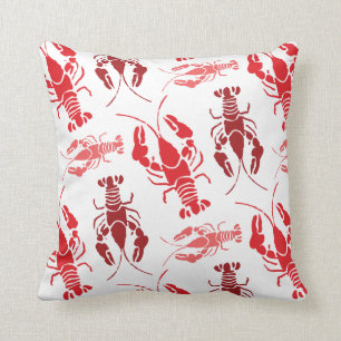 Lobster Bake or Crawfish Boil Retro Pattern Throw Pillow