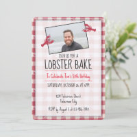 Lobster Bake Red & White Birthday Invite Photo