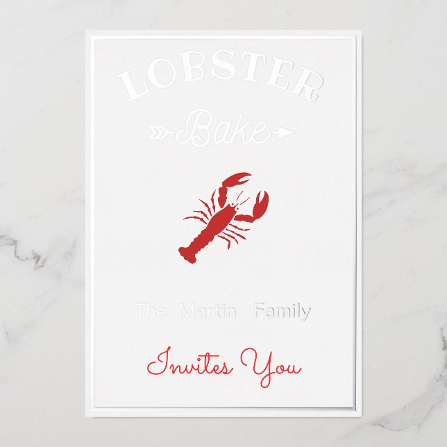 Lobster Bake -  retro typography Foil Invitation (Front)